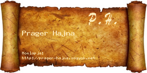 Prager Hajna névjegykártya
